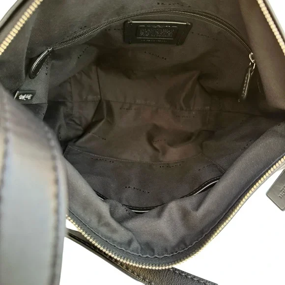 Coach Dufflette Shoulder Bag Signature Black Leather Crossbody - Picture 16 of 17